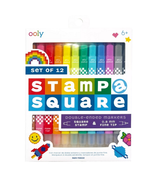 Ooly Stamp-A-Square Çift Uçlu Keçeli Kalem (12 Adet)