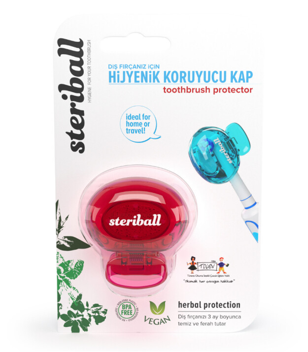 Steriball Diş Fırçası Hijyenik Koruyucu Kap // Kırmızı